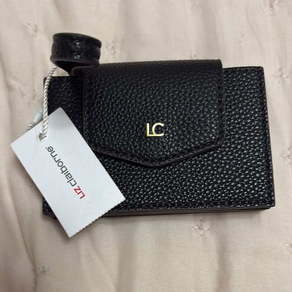 Liz Claiborne Black Pebbled Card Holder